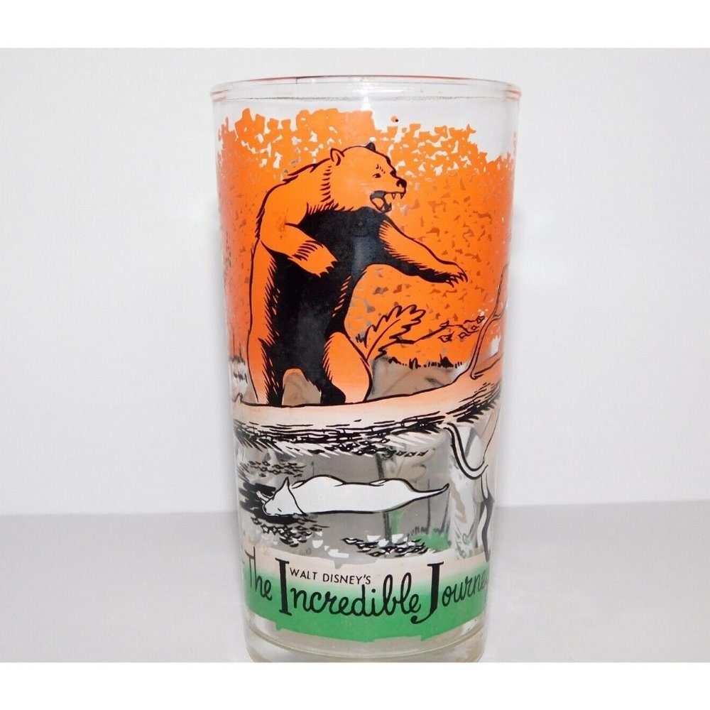 THE INCREDIBLE JOURNEY Glass Tumbler VTG 1963 Disney Promo #2 Collectible